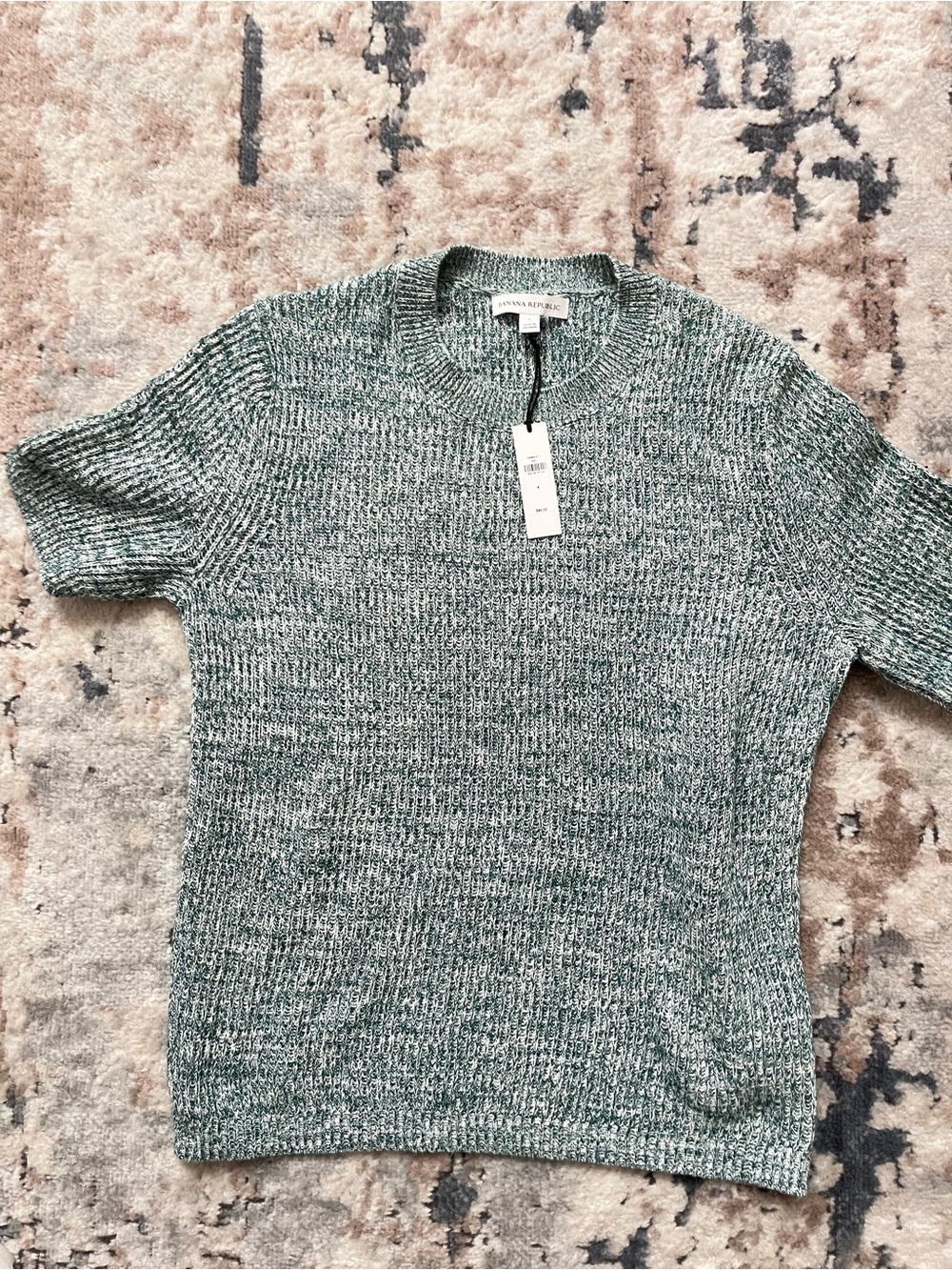 Banana Republic Men's Short-Sleeve Crewneck Sweater in Heather Green